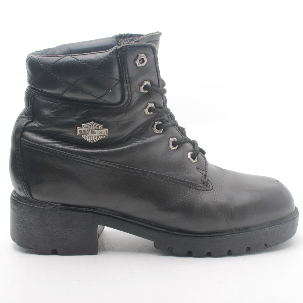 Harley Davidson Biker Moto Combat Boots Black Leather Women's Size 10